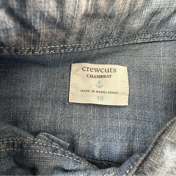 J. Crew Factory Boy's Long Sleeve Blue Chambray Button Up Shirt Size 10 - Picture 6 of 9